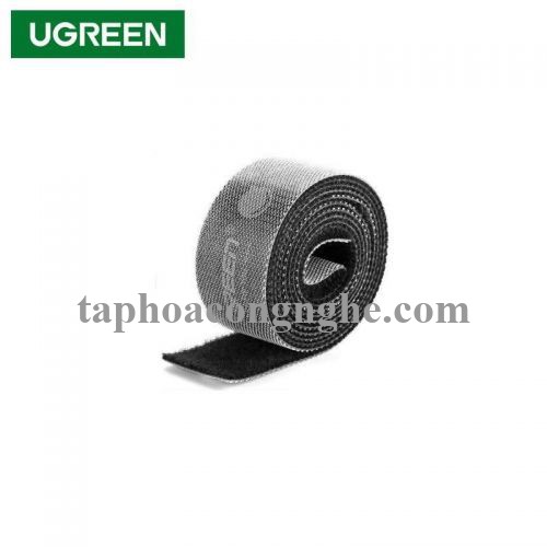 Ugreen 60483 0.5M cỡ 15mm băng dán Velcro màu đen ngang 1.5cm LP124 30060483